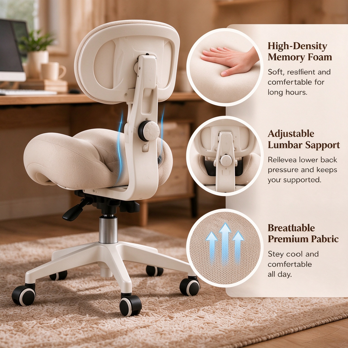 LUNA ARC Saddle Ergonomic Office Chair