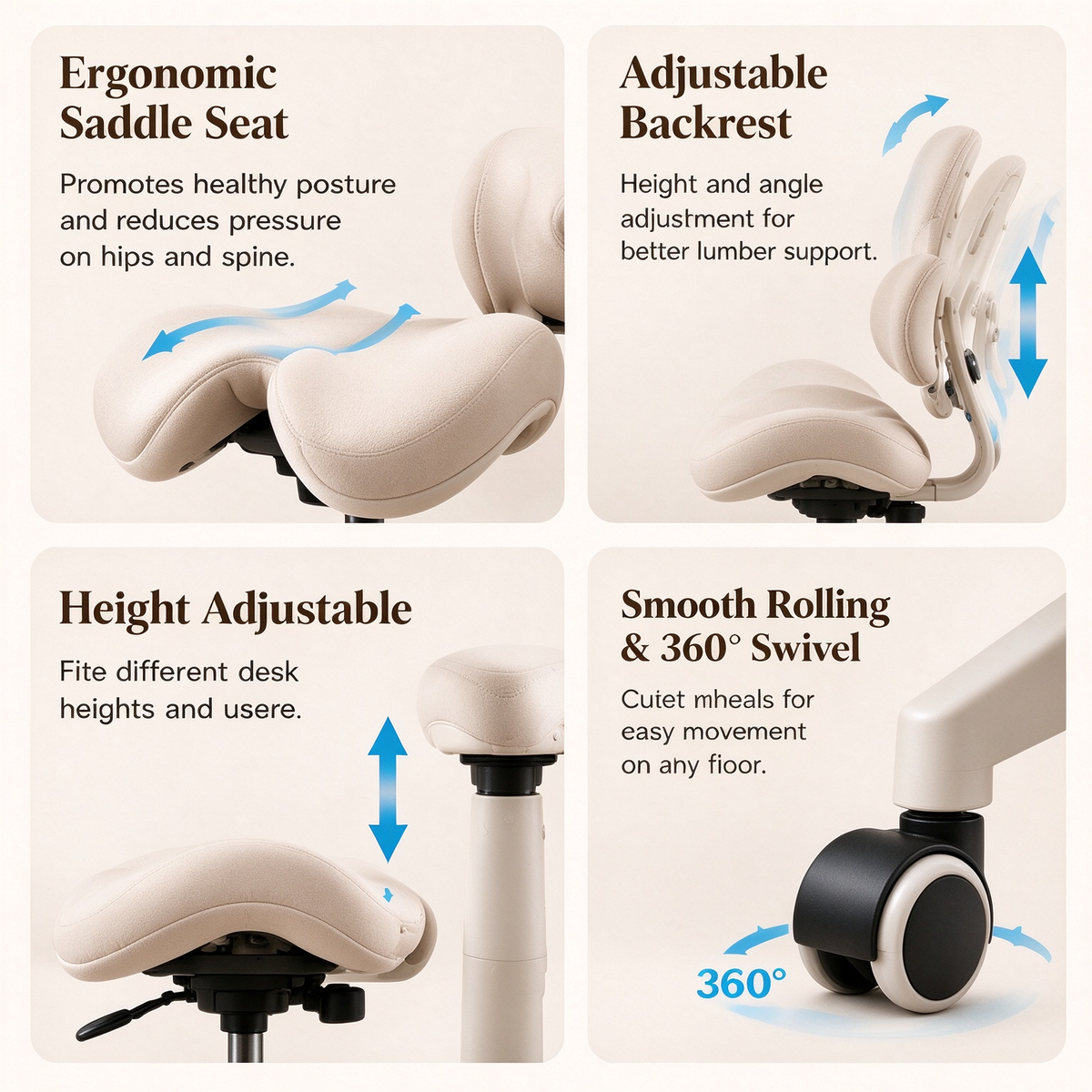 LUNA ARC Saddle Ergonomic Office Chair
