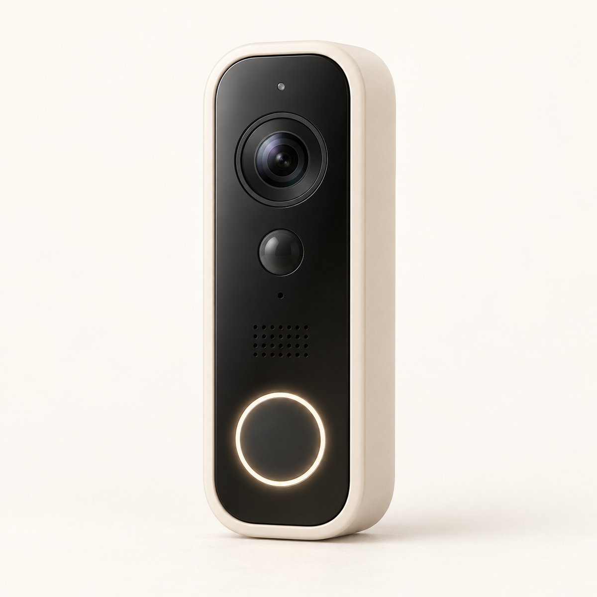Smart Video Doorbell Camera with 150° Panoramic View - Natural Oak Ivory