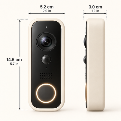 Smart Video Doorbell Camera with 150° Panoramic View - Natural Oak Ivory