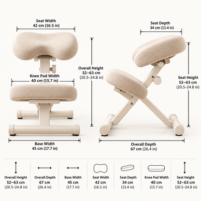Ergonomic Kneeling Chair for Better Posture - Natural Oak Ivory