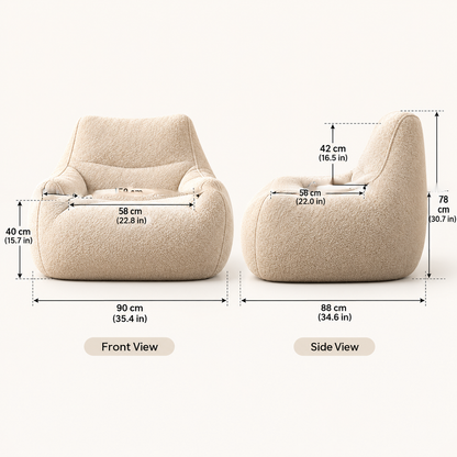 Modern Bouclé Lounge Chair - Cozy Oversized Accent Armchair